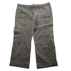Mimi Maternity Womens Size L Olive Green Cargo Utility Capri Pants